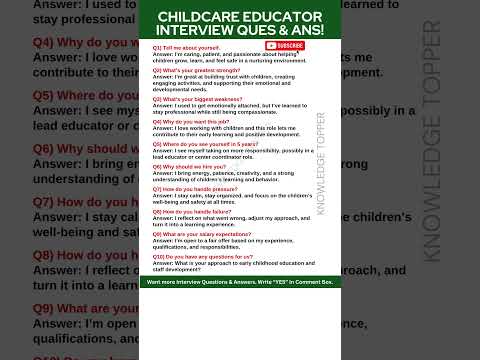 Childcare Educator Interview Questions and Answers | Childcare Job Interview Questions and Answers