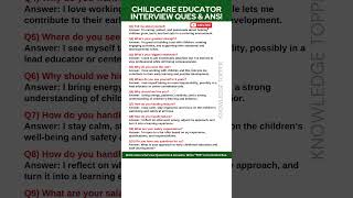 Childcare Educator Interview Questions and Answers | Childcare Job Interview Questions and Answers