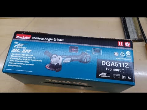 Makita DGA511Z Akumuliatorinis kampinis šlifuoklis, greičio reguliavimas 3000-8500min-1, 18V, ø125mm, komplektuojama be akumuliatorių ir kroviklio! video