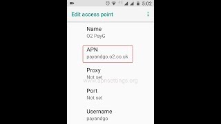 O2 APN Settings for Android UK Pay As You Go