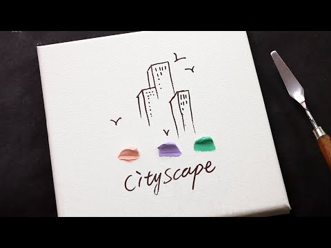 Abstract Cityscape Painting with palette knife for beginners / Acrylic Painting / # 348