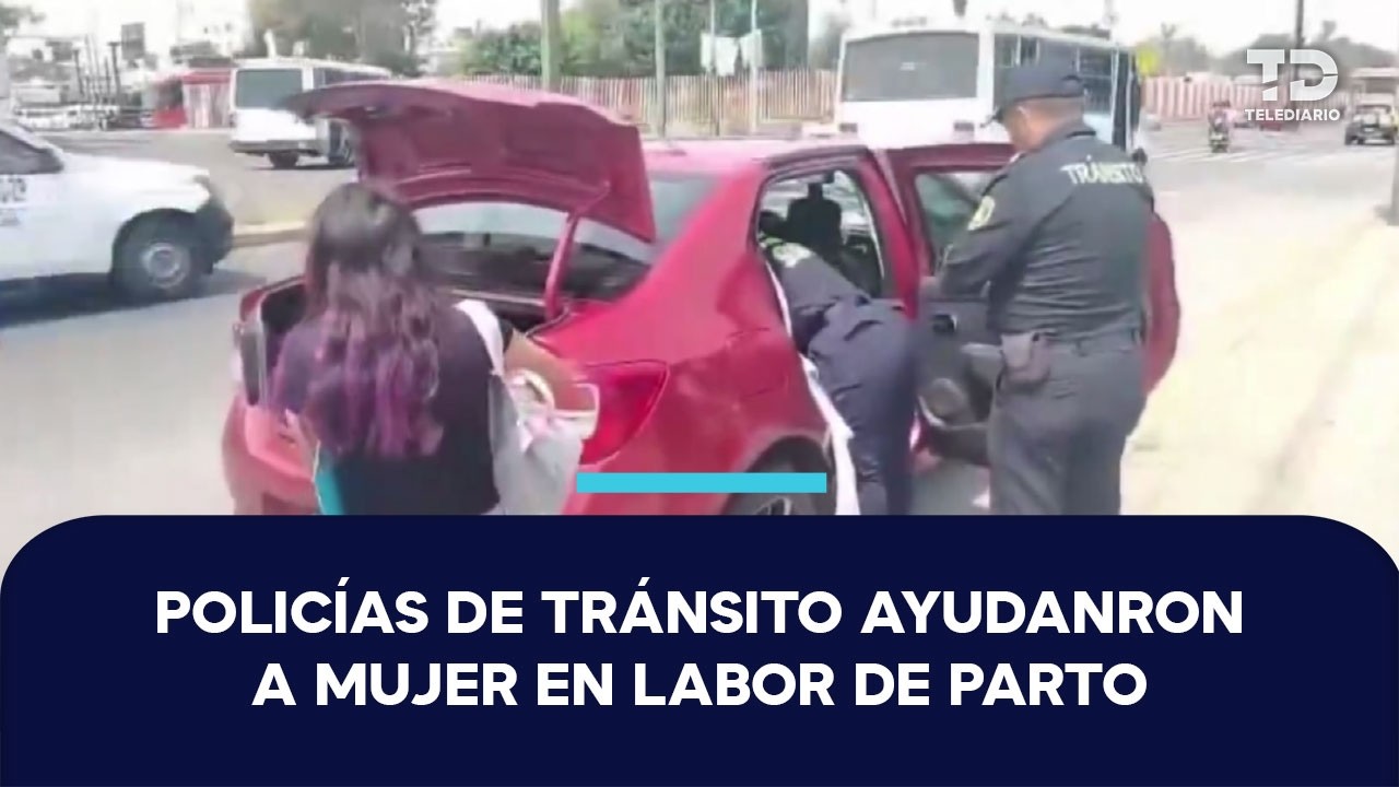 Chofer de taxi por app se pone nervioso y policía toma el volante para trasladar a joven embarazada