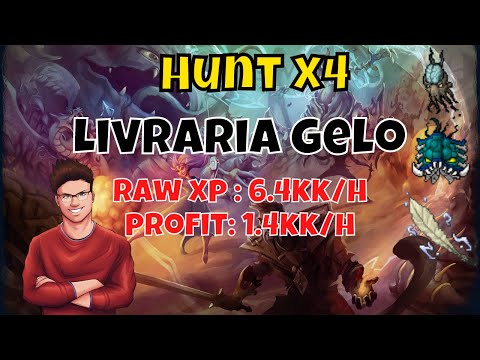 Hunt x4 - Livraria de gelo - Level 400+ Raw XP 6.4+kk/hora - Tibia