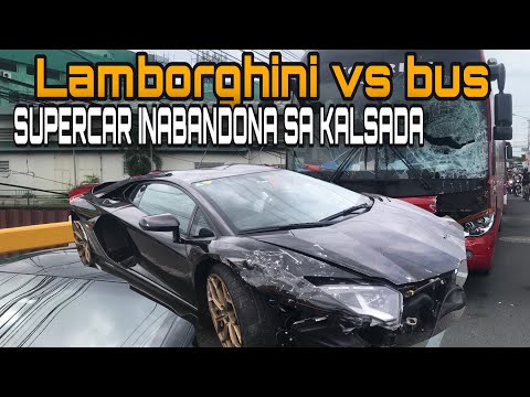 LAMBORGHINI SVJ SUPERCAR INABANDONA NG DRIVER MATAPOS ANG AKSIDENTE SA PARAÑAQUE.