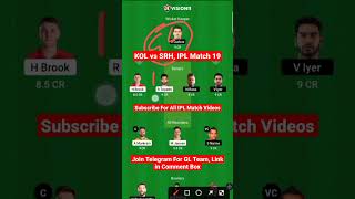 KOL vs SRH Dream11 Prediction | KOL vs SRH Dream11 Team | Kolkata vs Hyderabad | KOL vs SRH | ipl