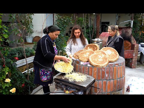 For Guests Creative Idea: Baking Bread - Noodle Bean Pilaf - and Chicken on Stones
