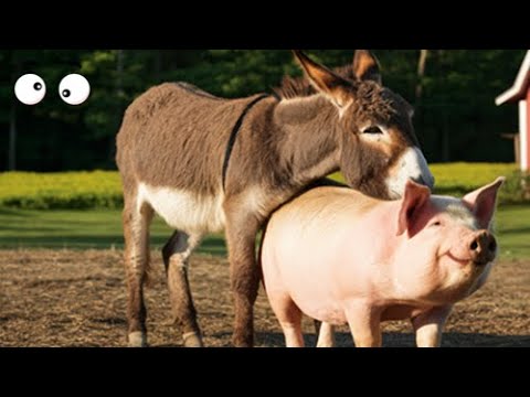 , title : 'لن تصدق : حمار وخنزير ؟ حيوانات مختلفة هل يتم عبور الحمير والخنازير!! اكتشف الحقيقة  donkey pig'