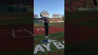 BeBe Winans sings the national anthem at Fenway Park June 6, 2018