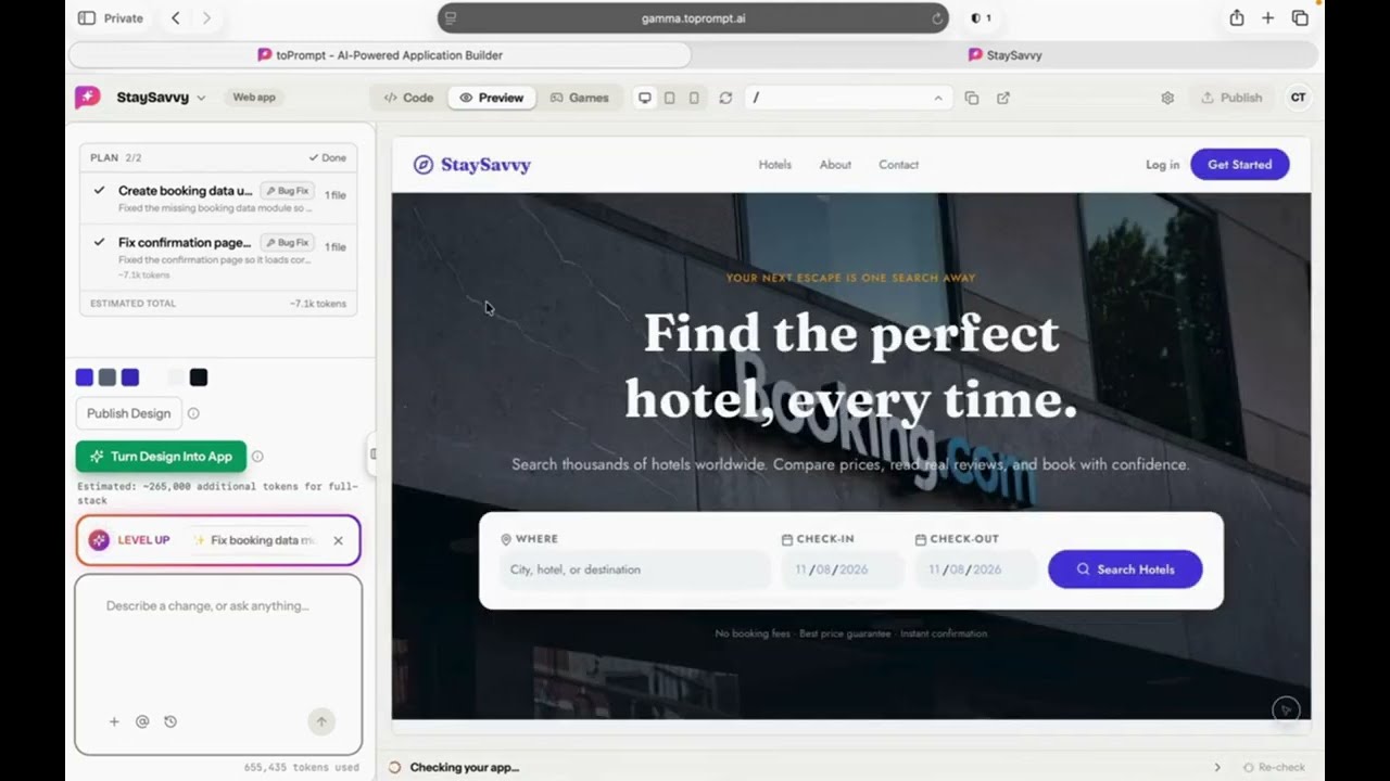 Built a Complete Hotel Booking Website in Next.js with toPrompt