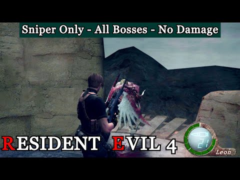 Resident Evil 4 Sniper Rifle vs All Bosses - No Damage - Professional (PC,PS5,XBOX,SWITCH,WII,GC)