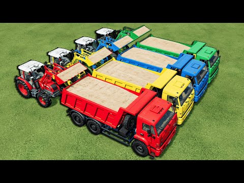 Trucks With Colors - Soybeans Loading with Mini Tractors & Front Loaders - Farming Simulator 22
