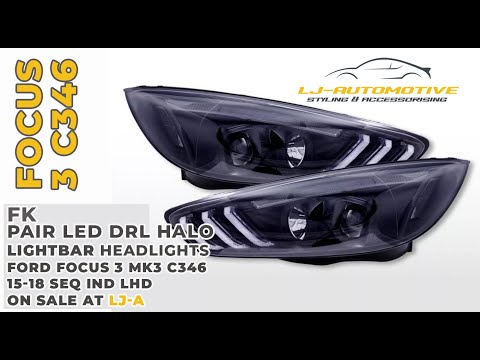 FK LED DRL Lightbar Headlights Ford Focus 3 MK3 C346 15-18 SEQ Ind #c346 #focusmk3 #fordfocus