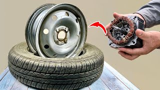 Insert Motor On Old Steel Car Rims! This Recycled Result Will Surprise You!