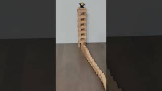 Jenga dominoes and block tower