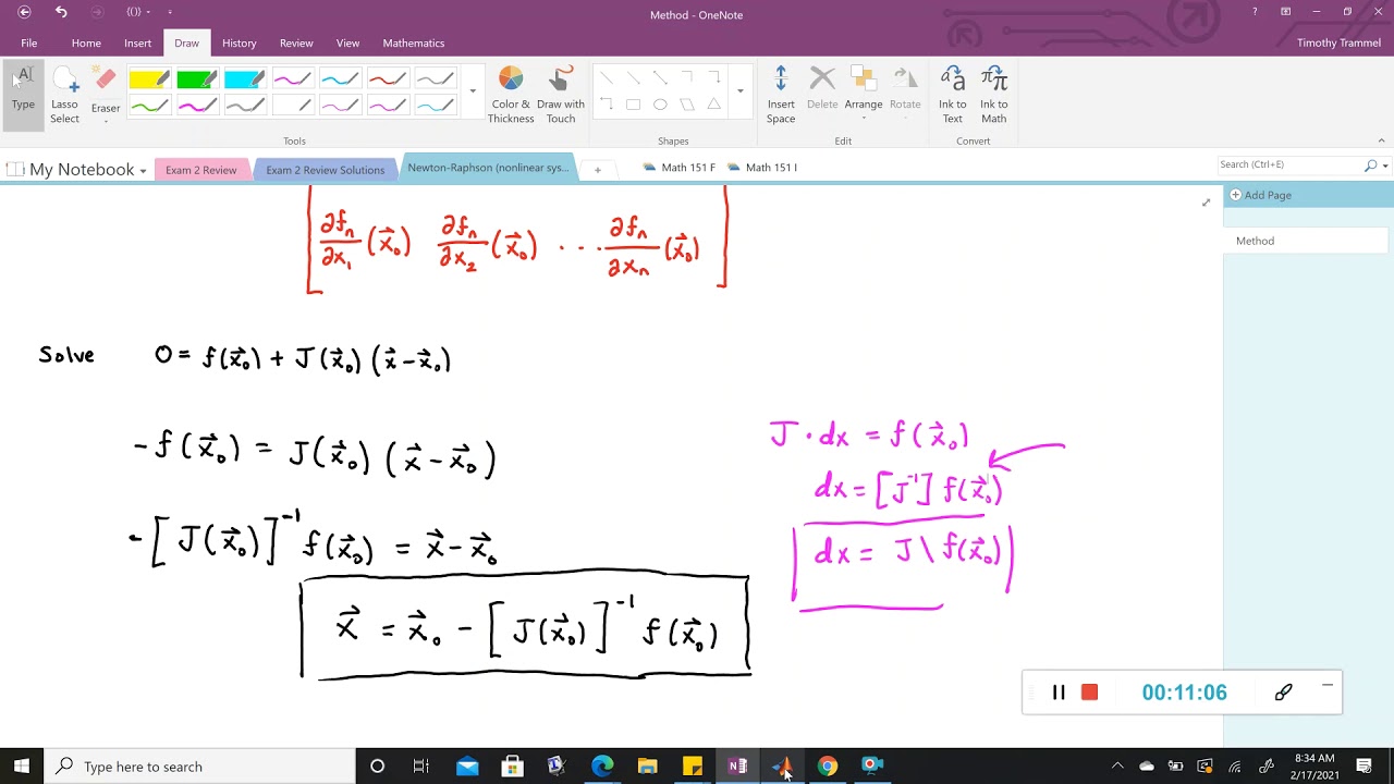 Newton - Raphson (nonlinear systems)