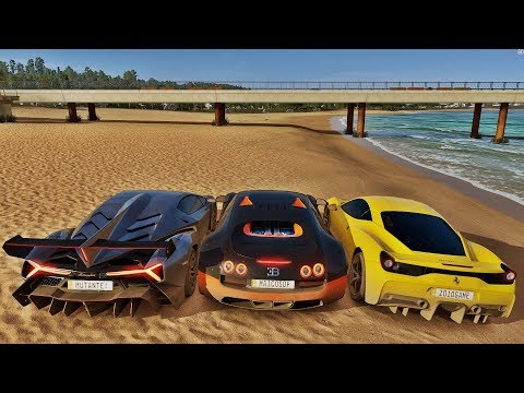 Racha Na Praia De Lamborghini Veneno VS Bugatti Veyron VS Ferrari 458 Speciale - Forza Horizon 3