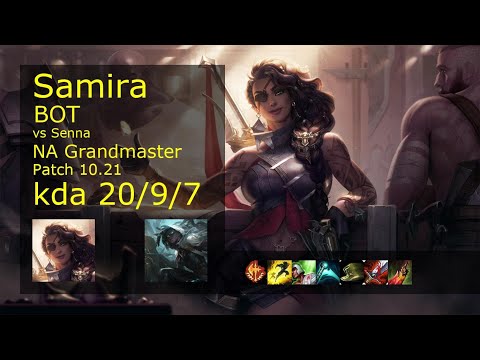 Samira Bot & Alistar vs Senna & Pantheon - NA Grandmaster 20/9/7 Patch 10.21 Gameplay