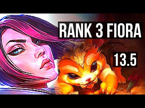FIORA vs GNAR (TOP) | Rank 3 Fiora, 7 solo kills, 300+ games, Dominating | TR Challenger | 13.5