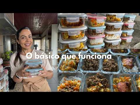 Marmita Sem Glúten: Repolho Refogado, Frango ao Laranja, Carne Moída, Batatas Assadas, Arroz e Salada de Abobrinha