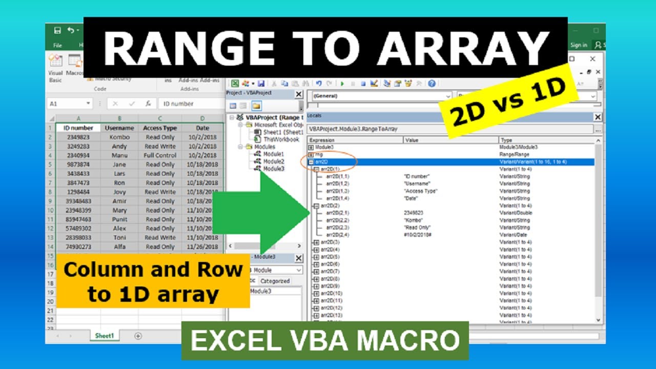 Convert Range To Array Excel VBA Macro