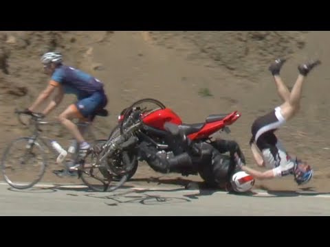 Crazy Crash: Motorcycle vs Bicycle