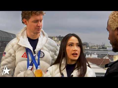 Madison Chock & Evan Bates REACT To Emotional Olympics Silver Medal Win