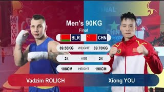 Xiong YOU(CHN) vs Vadzim ROLICH(BLR)ll MEN'S 90KG 15th WWC #sanda #fight #wushu #mma #takedown #kick