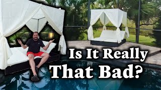 Video thumbnail for vidaXL Sun Lounger / Day Bed with Curtains Reviewed...Is it Junk? by Reviews Unscripted