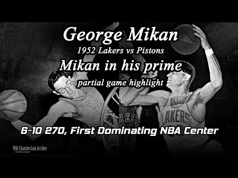 George Mikan PRIME Game Highlight vs Pistons 1952