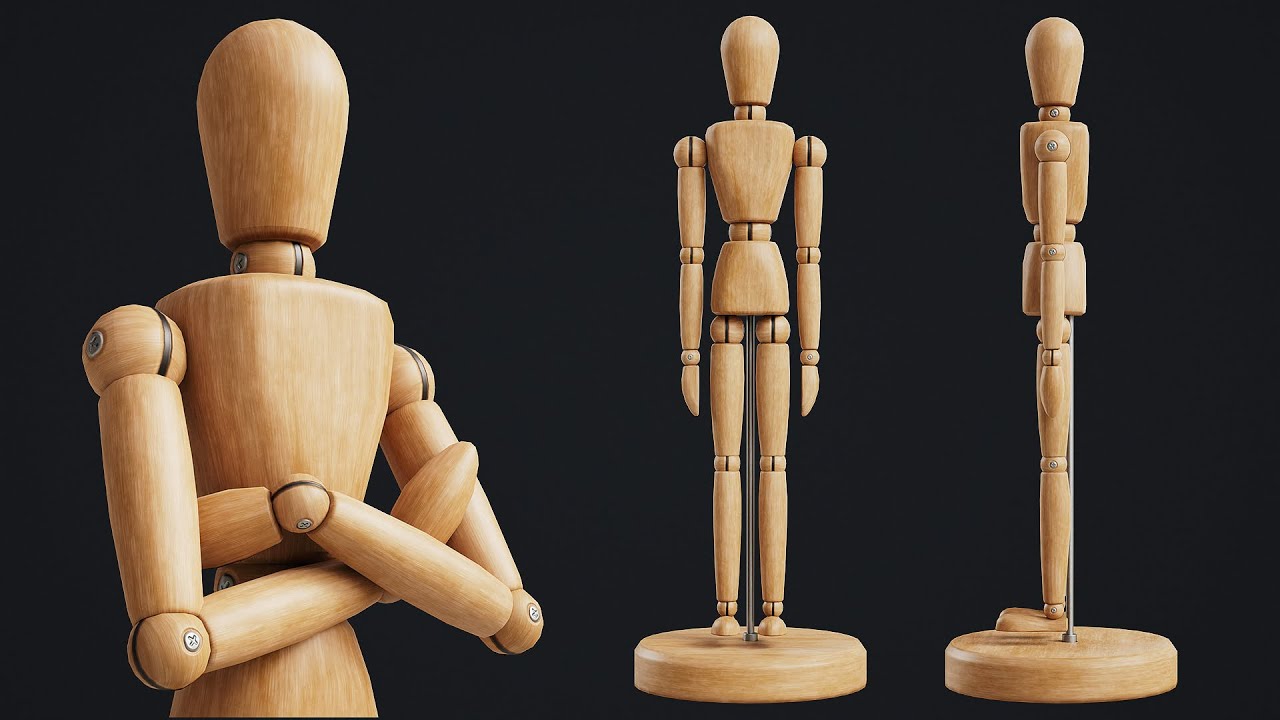 Drawing Mannequin Wooden Poseable Figure 3D Model