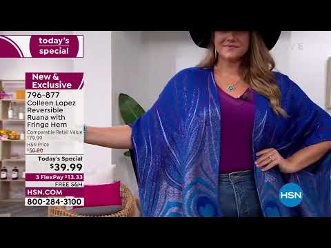 Colleen Lopez Reversible Ruana with Fringe Hem