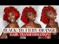 BLACK TO FIERY ORANGE HAIR ON DARK SKIN | HAIR TRANSFORMATION | Akua