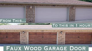 Faux wood garage door tutorial, Fake Wood Garage Door, How to gel stain a garage door,