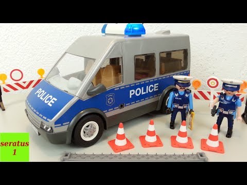 Playmobil Polizeibus mit Straßensperre 9236 auspacken seratus1