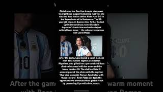 Download lagu Dua Lipa dons iconic Argentina shirt with Lionel Messi on the back watches Boca Juniors vRiver Plate mp3