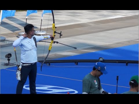 Olympic Champion Kim Woojin's match-winning perfect score. Shanghai 2025 Archery Word Cup Stage 2