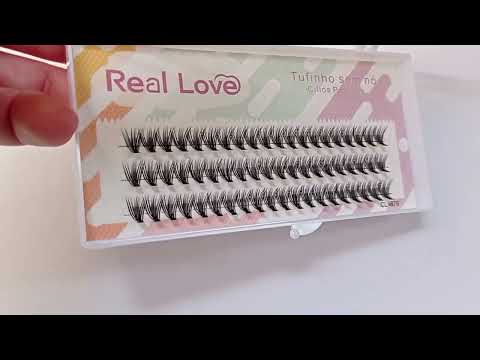 CARTELA DE CÍLIOS TUFINHOS SEM NÓ 30P 10MM 0.07D  REAL LOVE BOX COM 10 UN