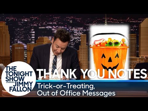 謝謝你的留言。不給糖就搗蛋，辦公室外的留言 (Thank You Notes: Trick-or-Treating, Out of Office Messages)