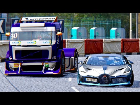 Bugatti Divo vs Volvo Formula Truck - Highlands
