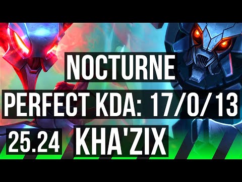 NOCTURNE vs KHA'ZIX (JGL) | Perfect KDA: 17/0/13, 37K damage | EUNE Master | 25.24