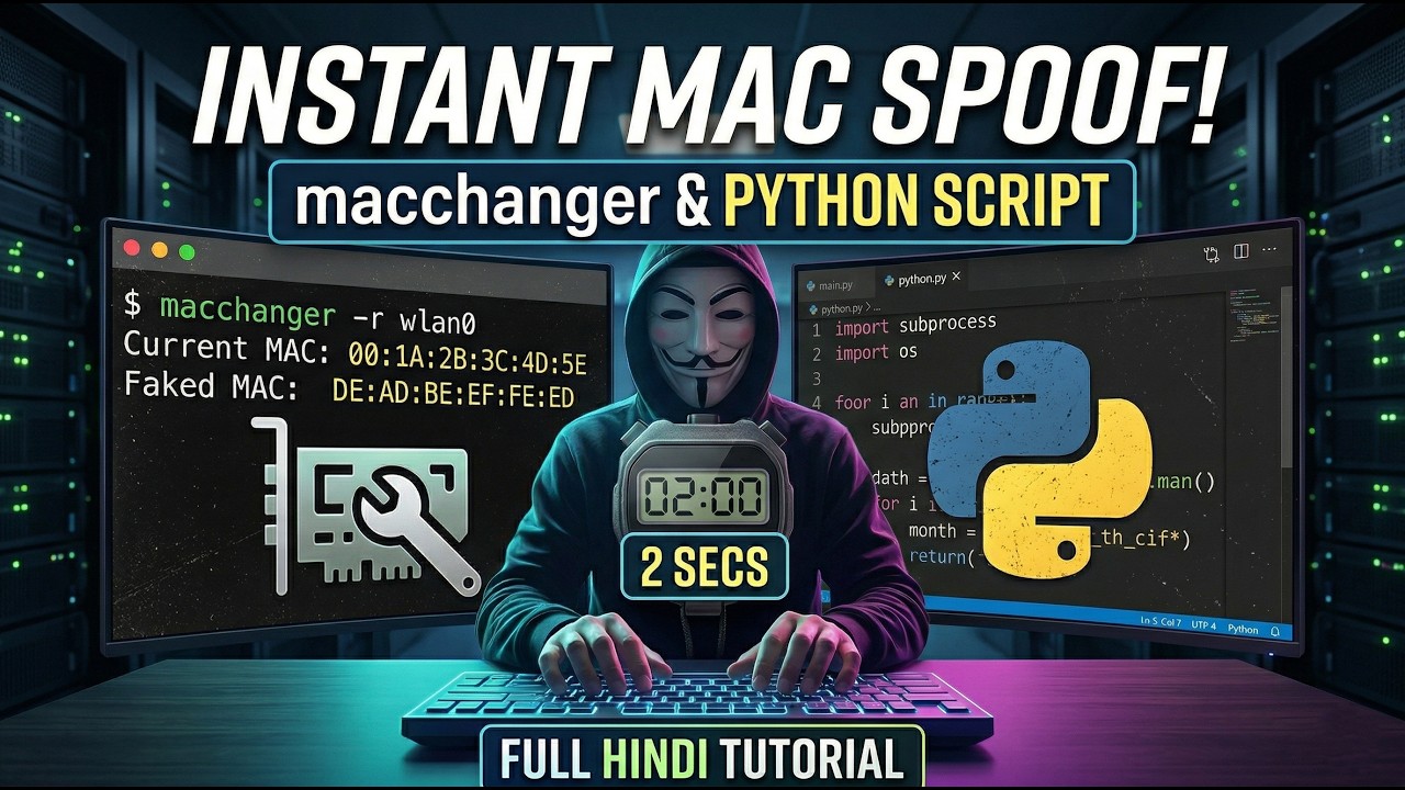 How to Change MAC Address | Change MAC adress in every 2 seconds Auto Python Script #cybersecurity