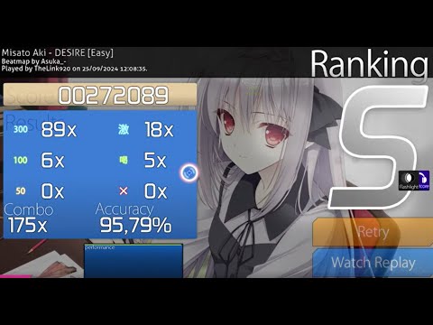 How to get an S platinum with Flashlight, Nightcore  in Osu ! Desire map (2 Star) easy ?