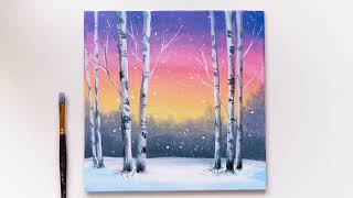 Easy Winter Landscape Acrylic Painting | Step by Step | Winter Acrylic Painting Idea