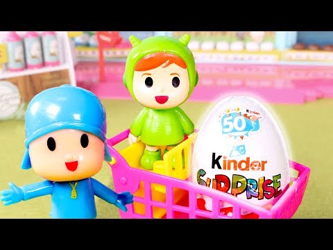 Pocoyo va al supermercado 👶🎊 Pocoyo y Nina hacen la compra de Huevos Kinder Sorpresa