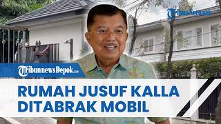 KONDISI Rumah Jusuf Kalla seusai Diseruduk Mobil saat Dini Hari, Pagar dan Kaca Rusak Parah