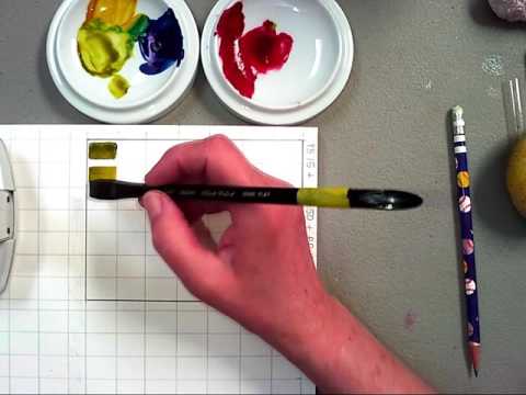 Mixing 3 watercolor pigments: altering greens 1
