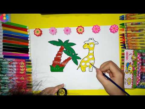 🌴 Coloring Pages Palm Tree and Giraffe for Babies & Drawing for Children - How to Color for Kids 🌴