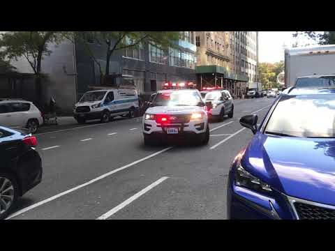 MULTIPLE NYPD UNITS RESPONDING ON WEST 58TH STREET ON THE WEST SIDE AREA OF MANHATTAN IN NEW YORK.