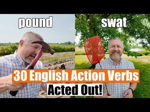 Learn 30 English Action Verbs In 7 Minutes! Acted Out For Easy Memorization! 🧱🔨🛒