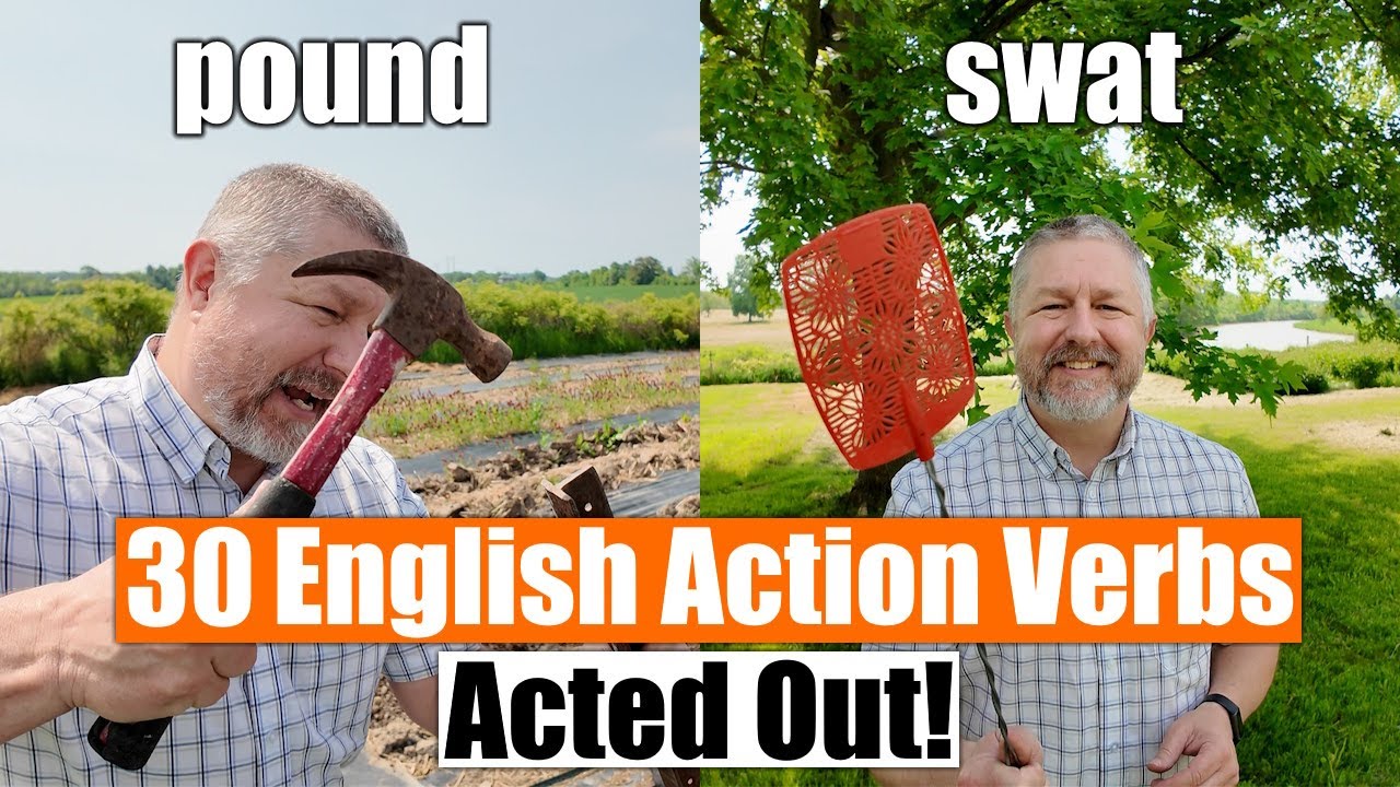 Learn 30 English Action Verbs In 7 Minutes! Acted Out For Easy Memorization! 🧱🔨🛒